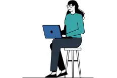 person-sitzt-am-stuhl-mit-einem-laptop